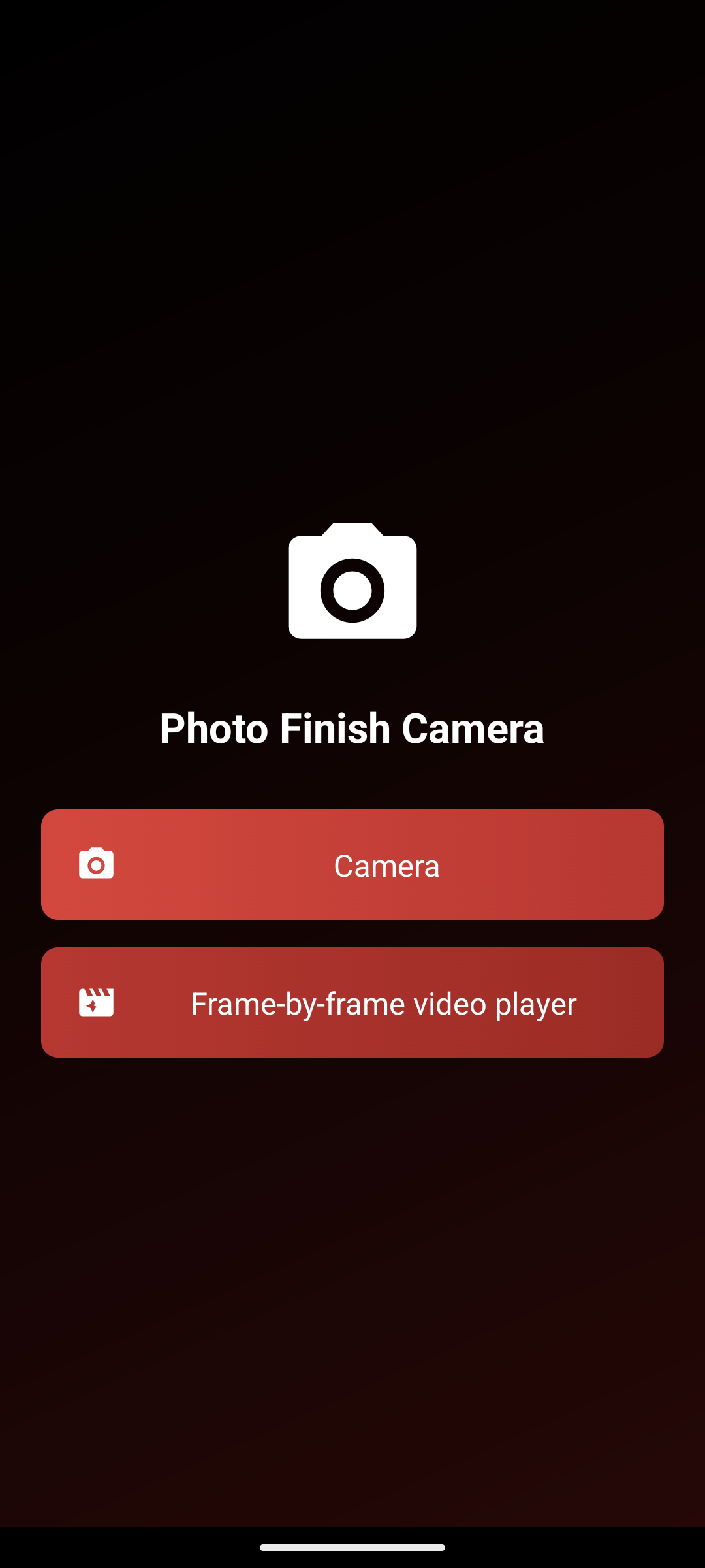 Photo Finish Camera home screen