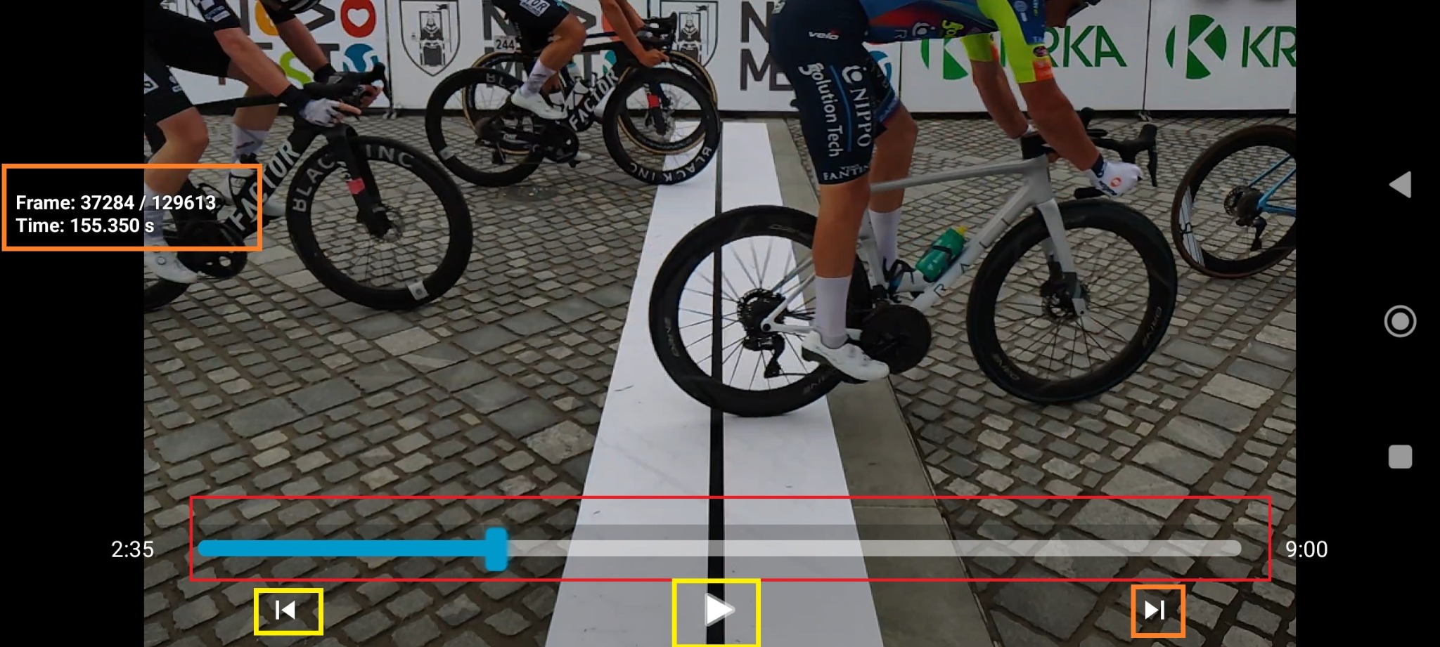 Frame-by-frame review interface