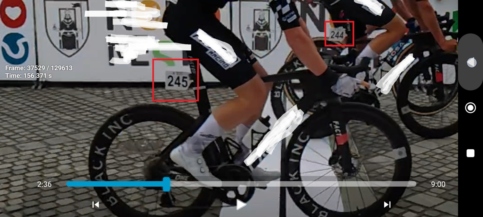 Zoomed bib-number inspection